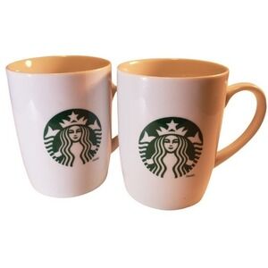 Starbucks 2013 Siren Mermaid Logo Ceramic Coffee Tea Cup Mug Green Set of 2